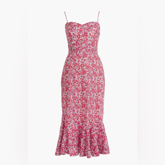 J. Crew Dresses & Skirts - J Crew & Liberty London Wiltshire Floral Ruffle Hem Midi Dress Sz 0